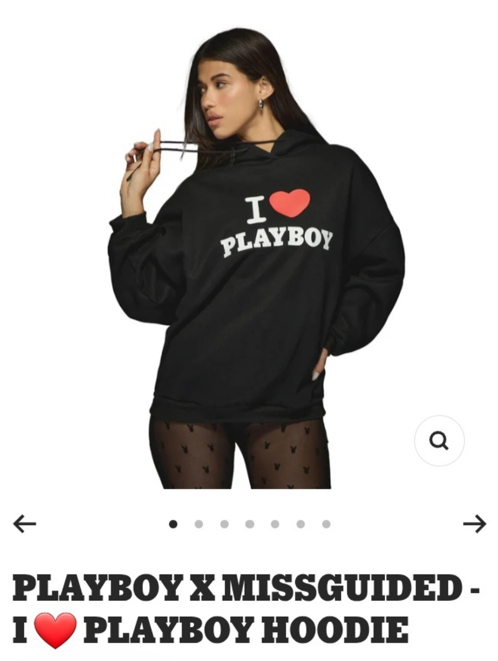 ❤️for my bestie❤️ Playboy X Missguided Black Hoodie with Red Heart Logo